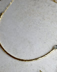 Hammered Crescent Necklace with Accent Stone - Magpie Jewellery