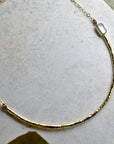 Hammered Crescent Necklace with Accent Stone - Magpie Jewellery