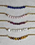 Gemstone Segment Brass Chain Bracelet - Magpie Jewellery