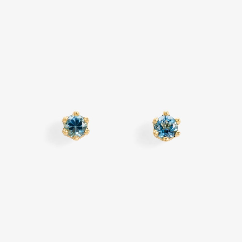 Baby Aquamarine 6 Prong Studs | Magpie Jewellery