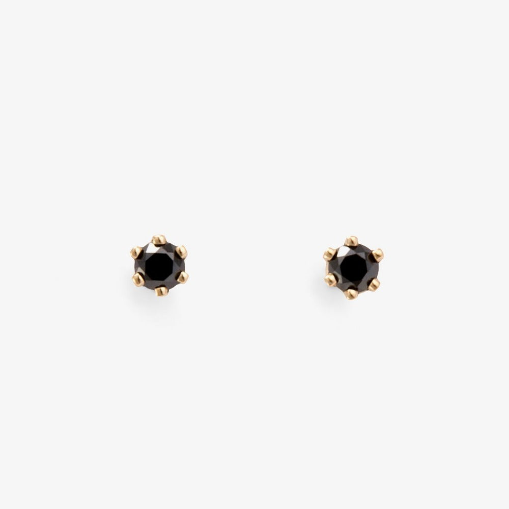 Baby Black Diamond 6 Prong Studs | Magpie Jewellery