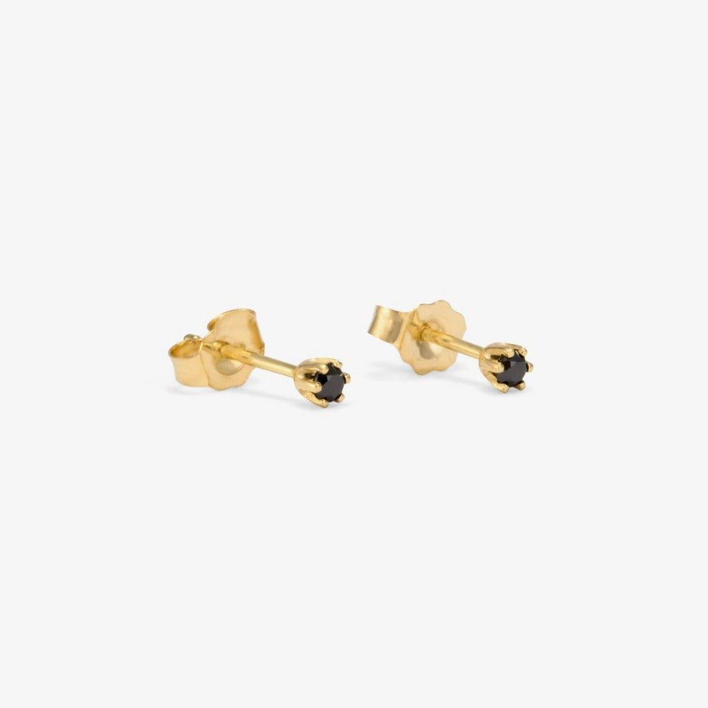 Baby Black Diamond 6 Prong Studs | Magpie Jewellery