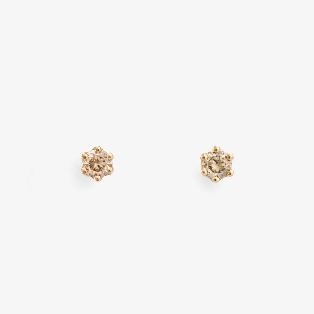 Baby Brown Diamond 6 Prong Studs | Magpie Jewellery