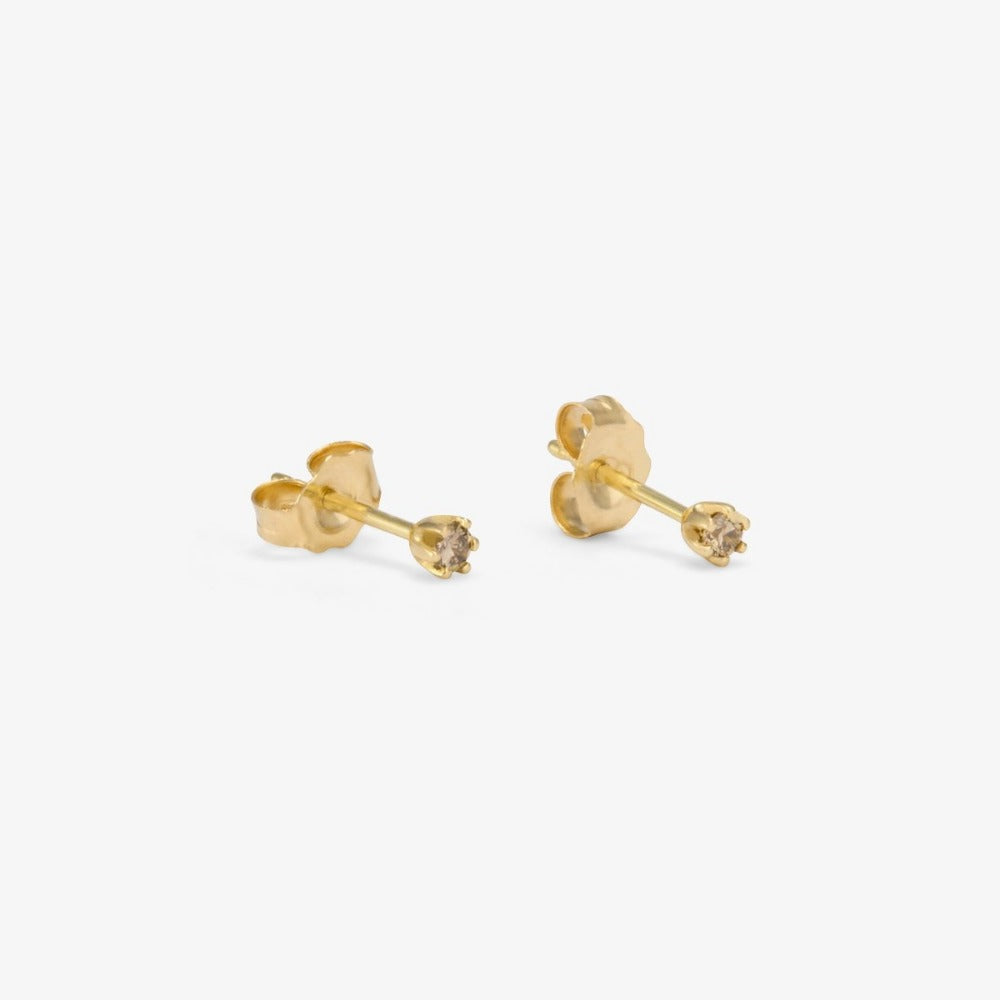 Baby Brown Diamond 6 Prong Studs | Magpie Jewellery