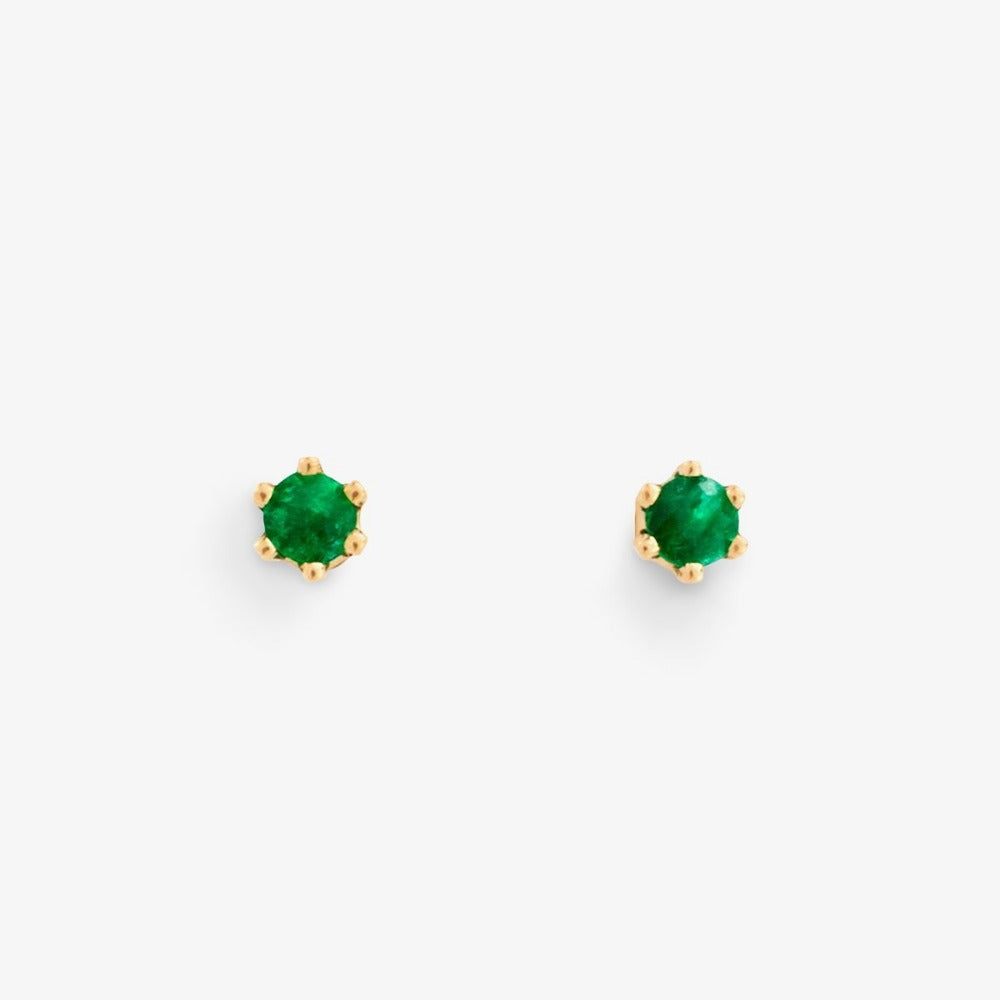 Baby Emerald 6 Prong Studs | Magpie Jewellery