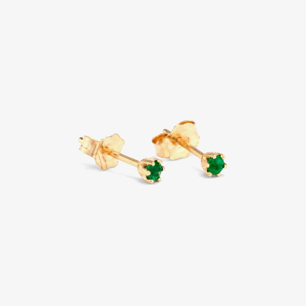 Baby Emerald 6 Prong Studs | Magpie Jewellery