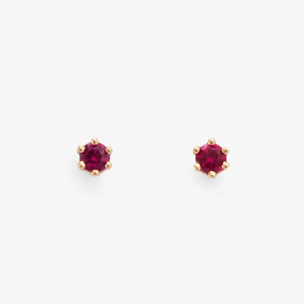 Baby Ruby 6 Prong Studs | Magpie Jewellery