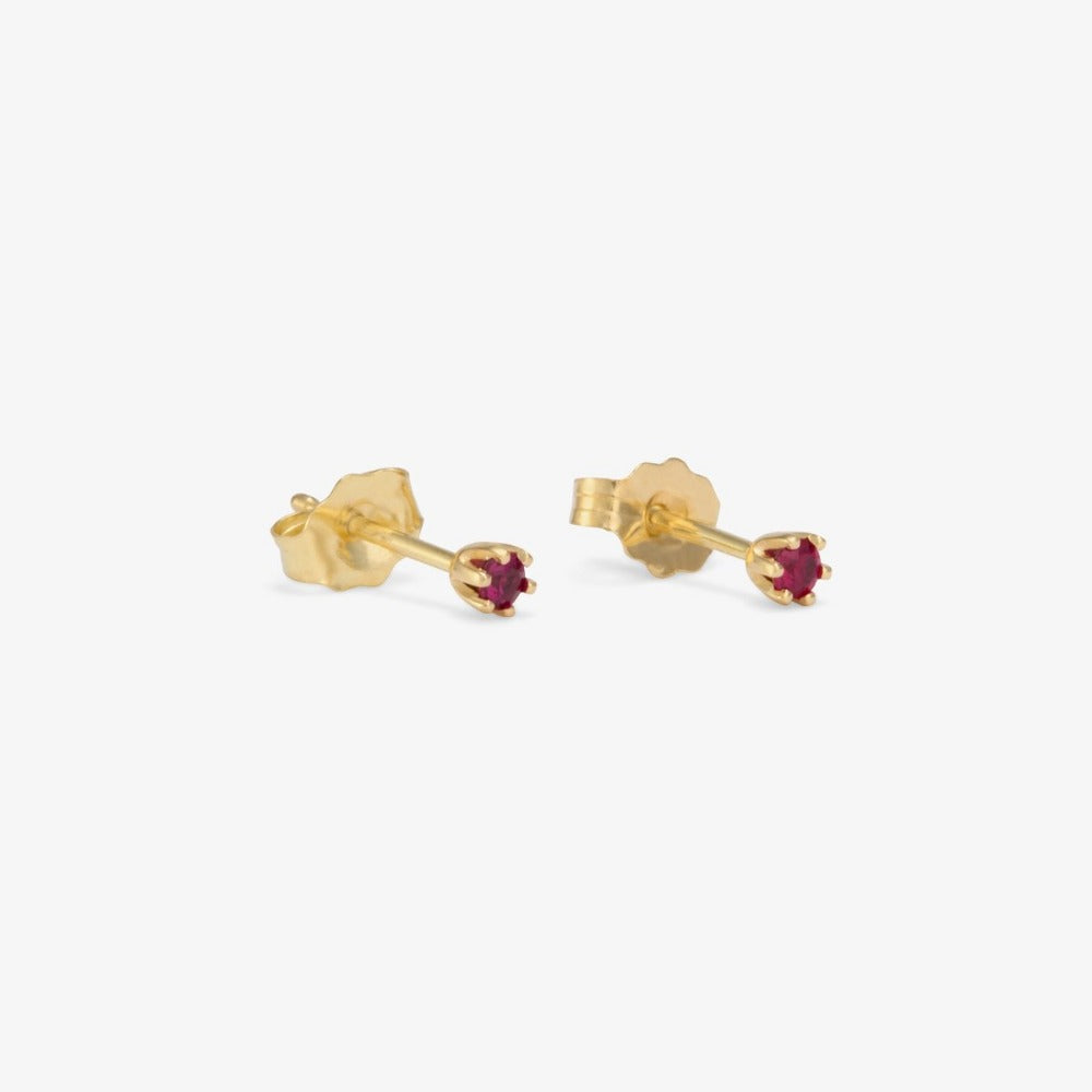 Baby Ruby 6 Prong Studs | Magpie Jewellery