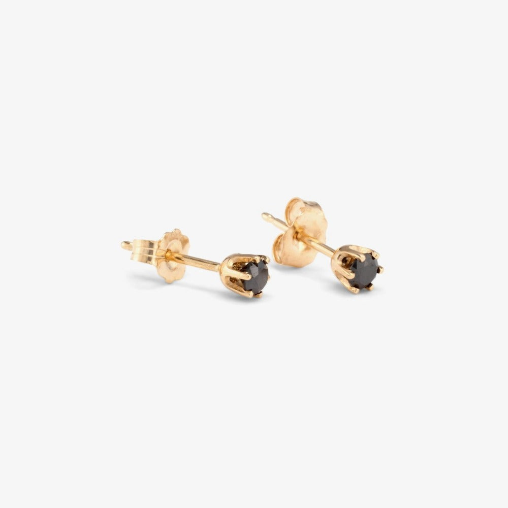 0.2 carat 6 Prong Black Diamond Studs | Magpie Jewellery