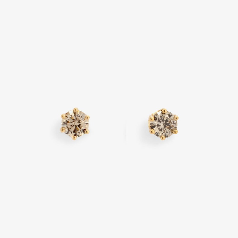 0.2 carat 6 Prong Brown Diamond Studs | Magpie Jewellery