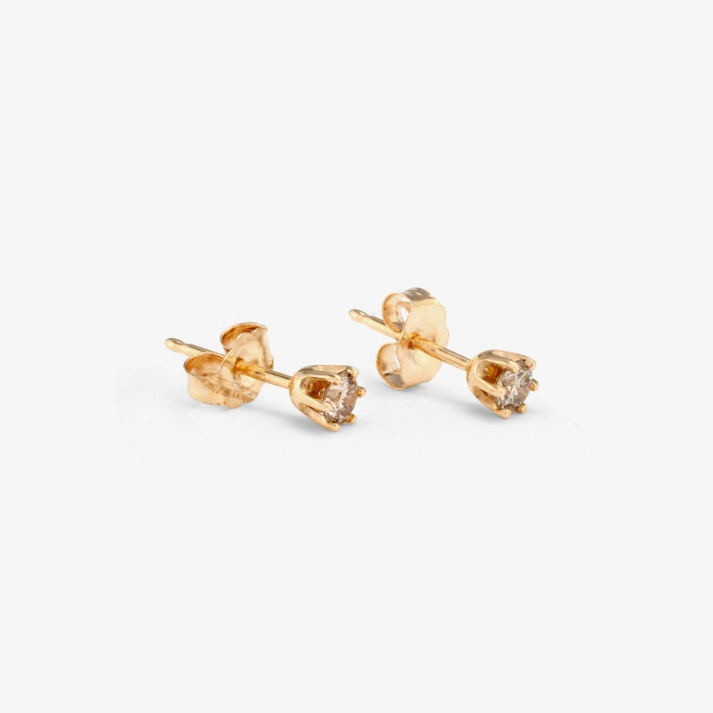 0.2 carat 6 Prong Brown Diamond Studs | Magpie Jewellery