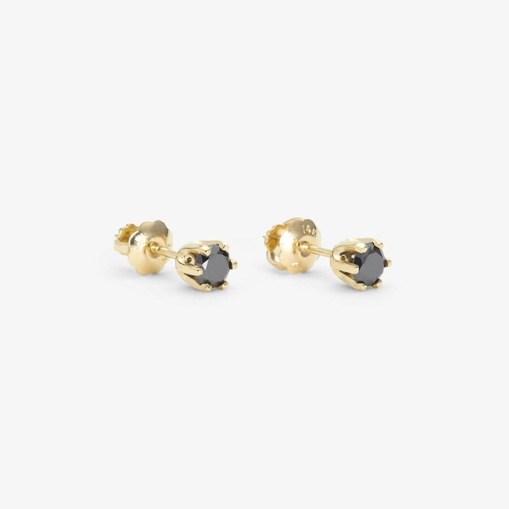 6 Prong Black Diamond Stud | Magpie Jewellery