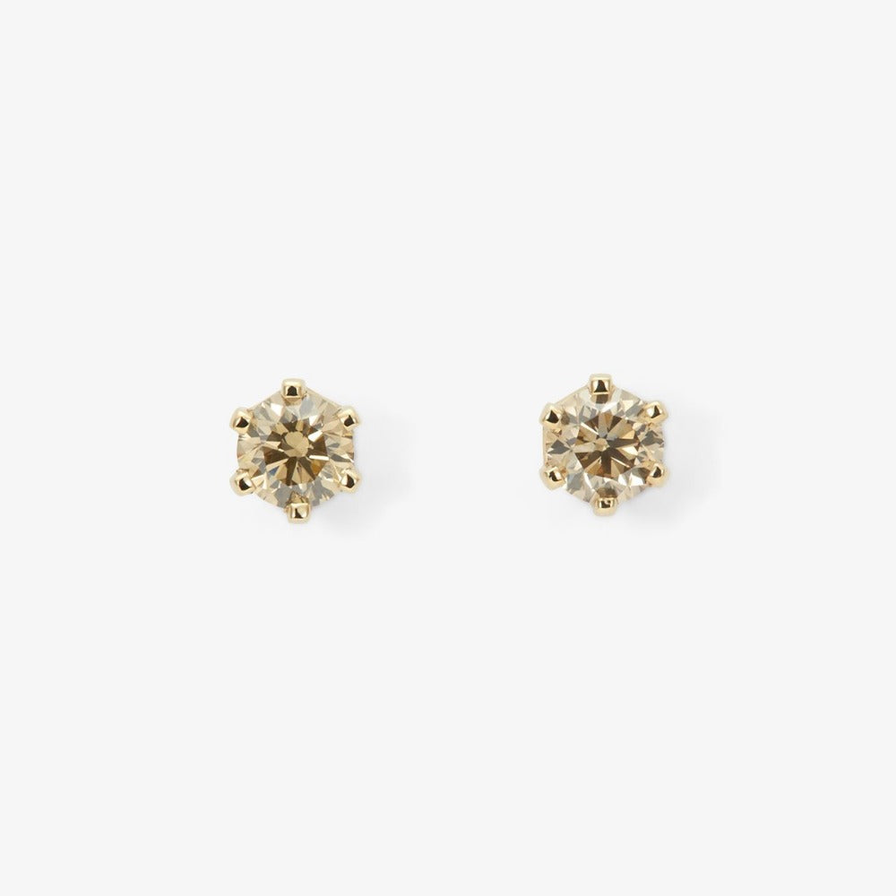 6 Prong Brown Diamond Stud | Magpie Jewellery