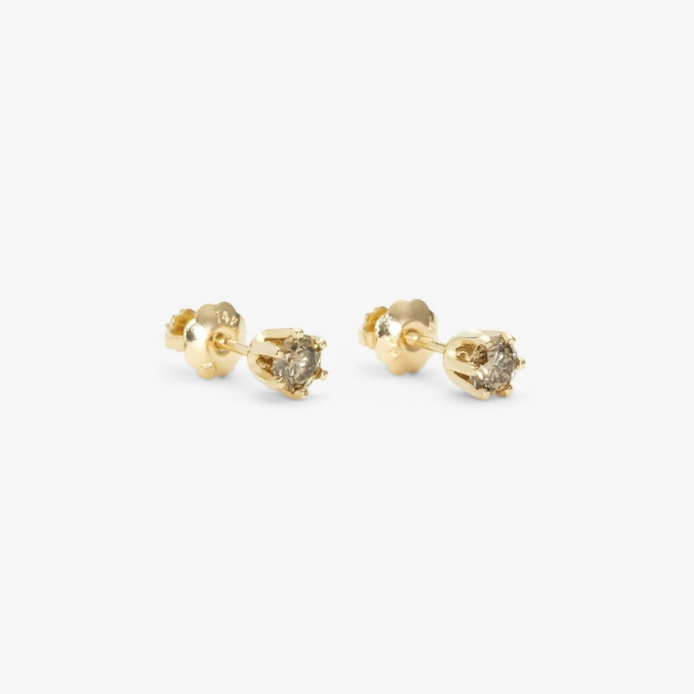 6 Prong Brown Diamond Stud | Magpie Jewellery