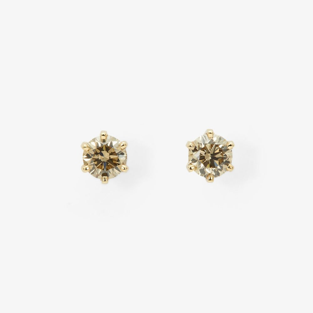 Large 6 Prong Brown Diamond Studs | Magpie Jewellery