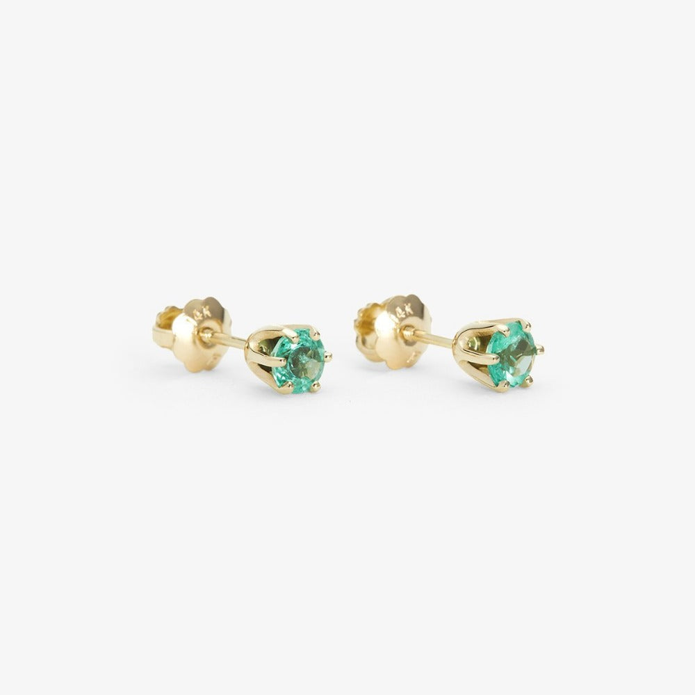 Large 6 Prong Emerald Studs | Magpie Jewellery