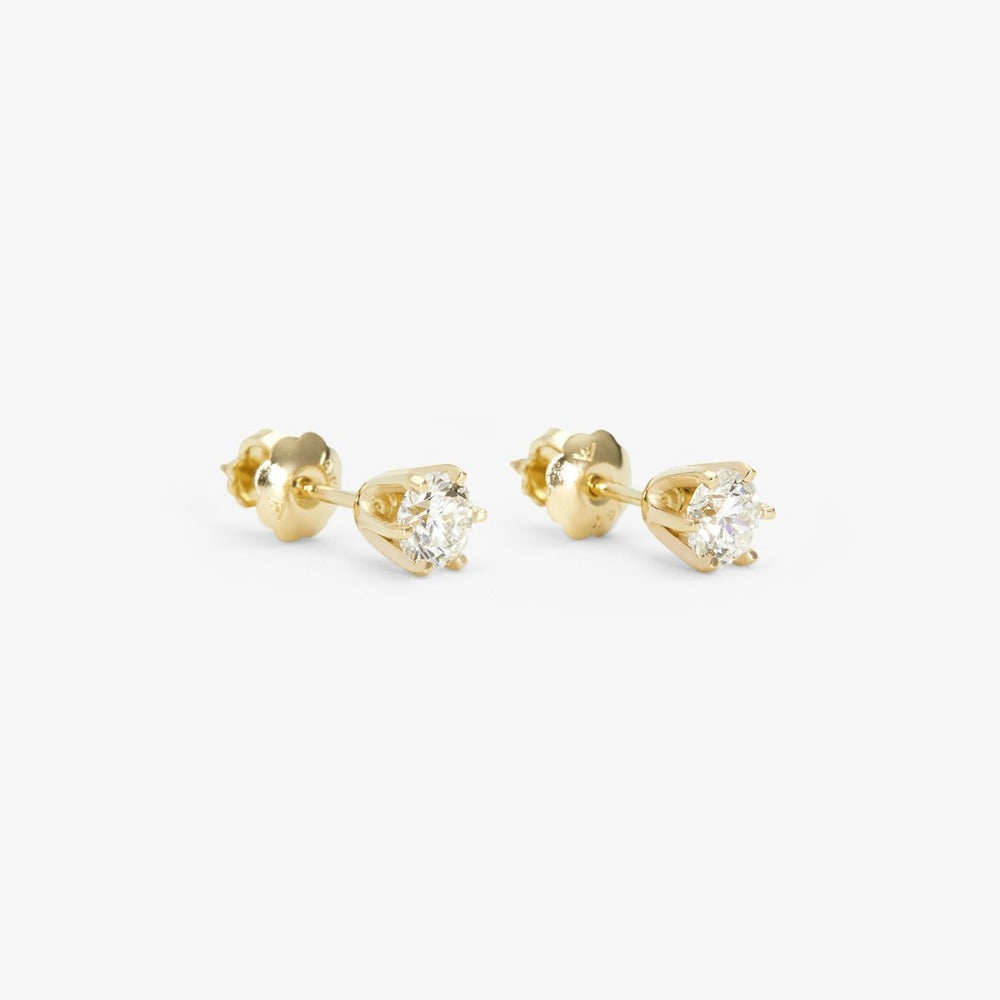 Large 6 Prong White Diamond Studs | Magpie Jewellery