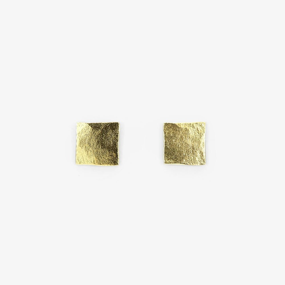 18k Yellow Gold Patch Studs | Magpie Jewellery