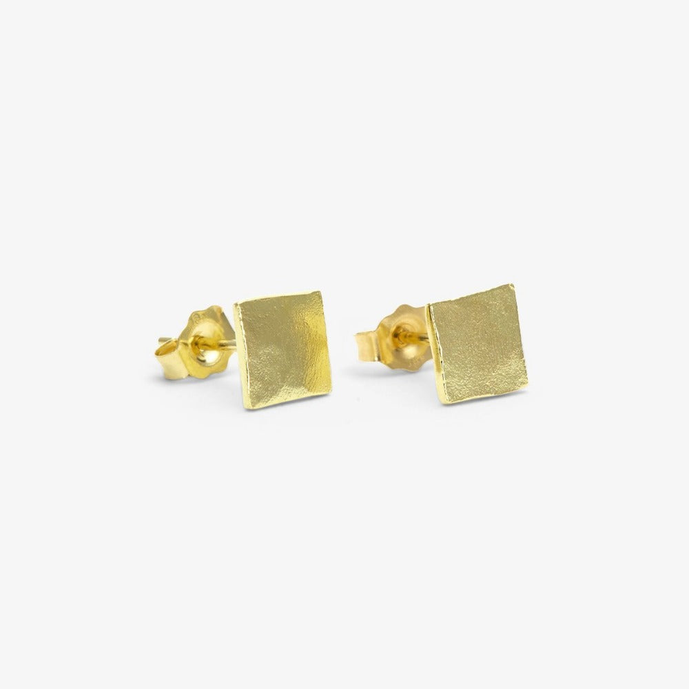 18k Yellow Gold Patch Studs | Magpie Jewellery