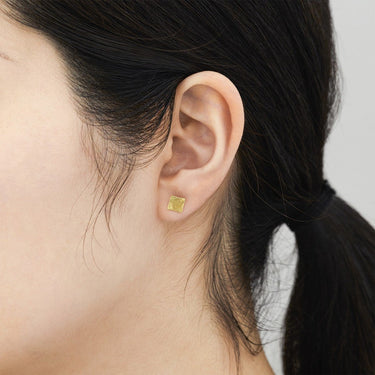 18k Yellow Gold Patch Studs | Magpie Jewellery