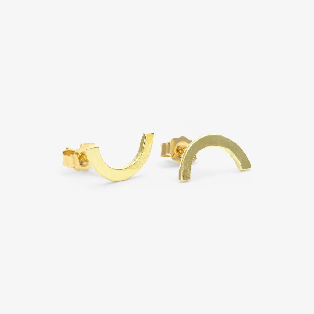 18k Yellow Gold Arc Studs | Magpie Jewellery