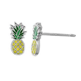 Enamel Pineapple Studs - Magpie Jewellery