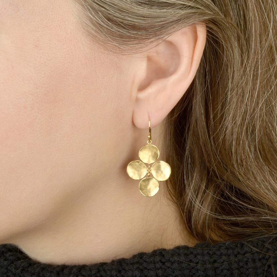 Concave Disc Charm Hook Earrings Yellow Gold | Magpie Jewellery