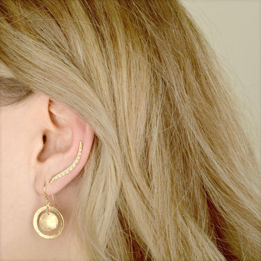Open Hammered Double Disc Earrings | Magpie Jewellery