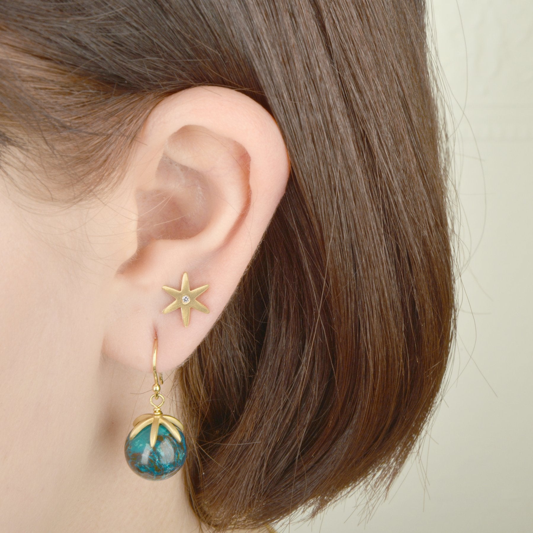 Diamond Center Star Earring - Magpie Jewellery