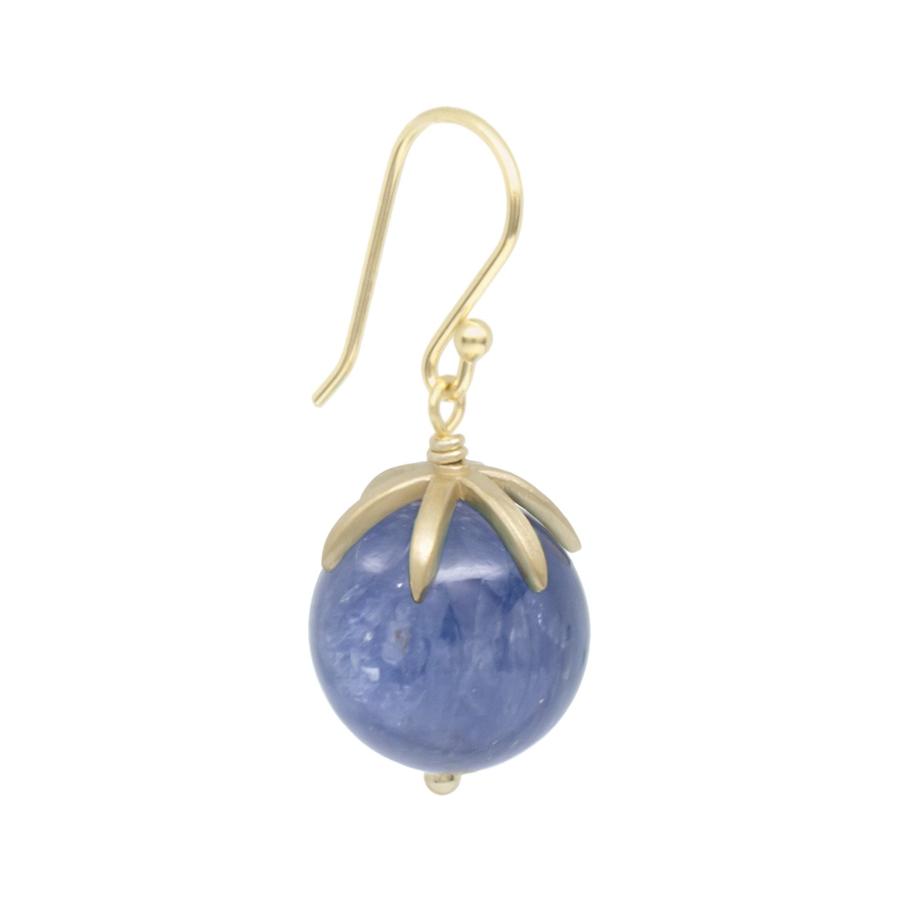 Cage Cap Gemstone Ball Earrings - Kyanite