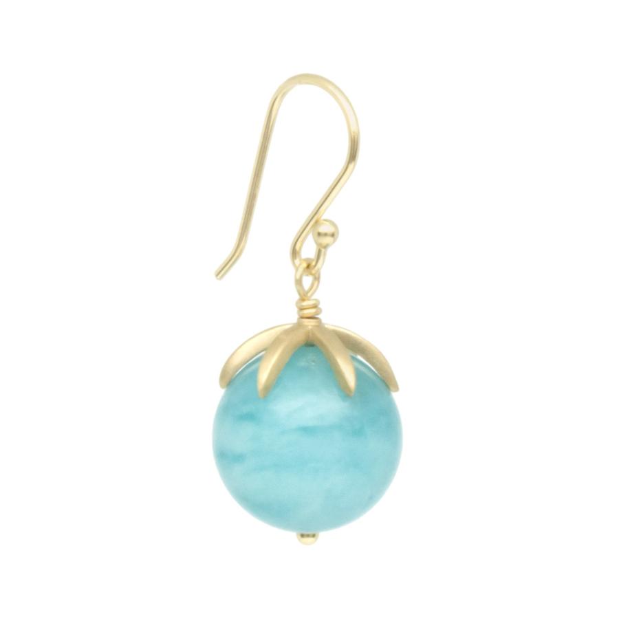 Cage Cap Gemstone Ball Earrings - Amazonite