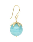 Cage Cap Gemstone Ball Earrings - Amazonite