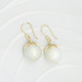Cage Cap Gemstone Ball Earrings - Moonstone