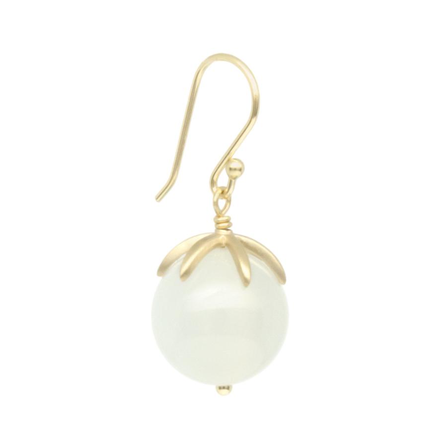 Cage Cap Gemstone Ball Earrings - Moonstone