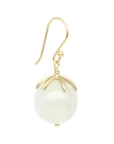 Cage Cap Gemstone Ball Earrings - Moonstone