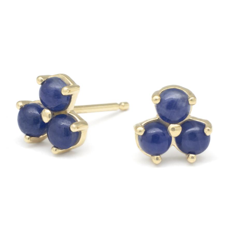 Mini Trillium Gemstone Stud Earrings - Blue Sapphire