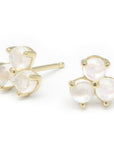 Mini Trillium Gemstone Stud Earrings - Moonstone