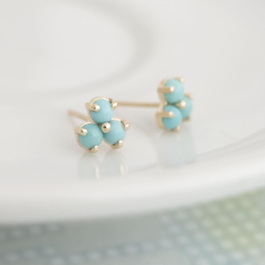 Mini Trillium Gemstone Stud Earrings