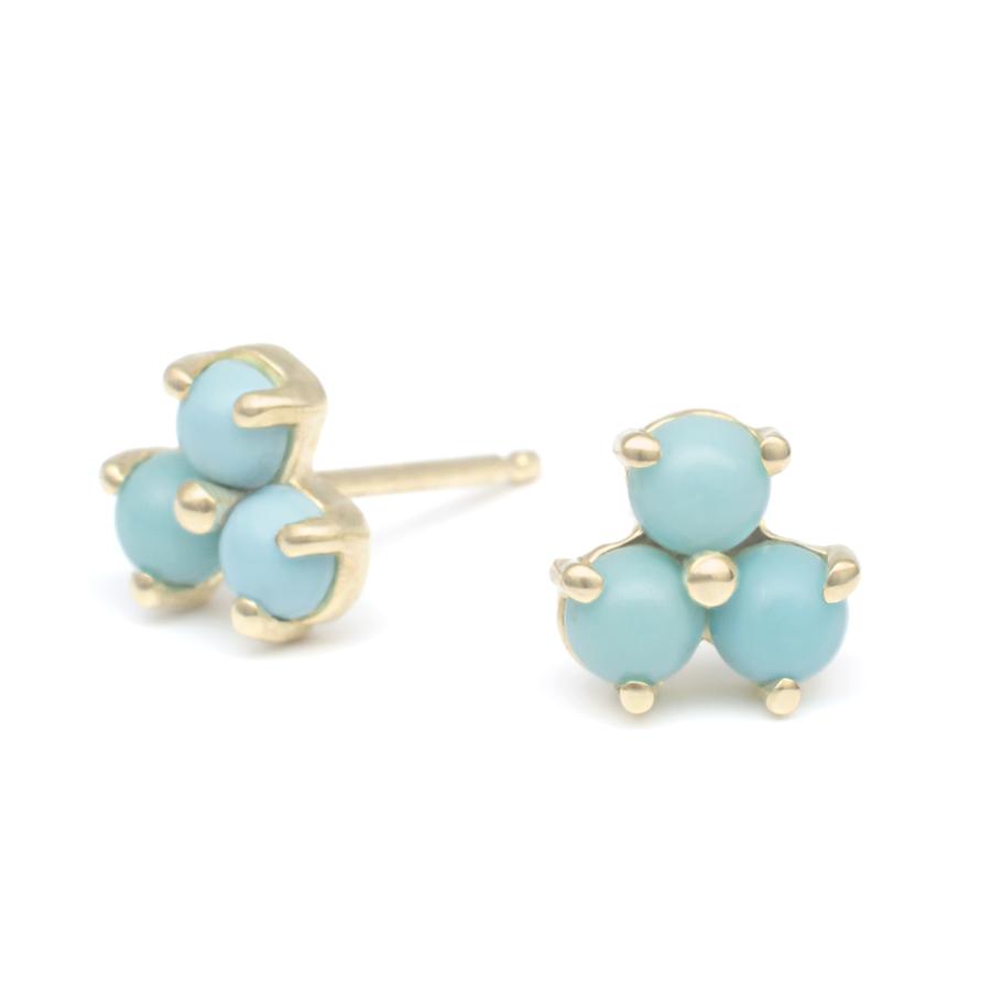 Mini Trillium Gemstone Stud Earrings - Turquoise