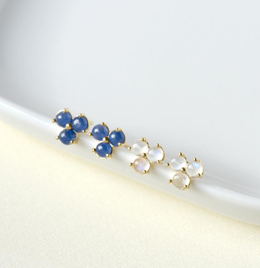 Mini Trillium Gemstone Stud Earrings