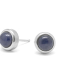 Gemstone Cup Stud Earrings - Blue Sapphire WG