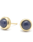 Gemstone Cup Stud Earrings - Blue Sapphire YG