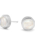 Gemstone Cup Stud Earrings - Moonstone WG