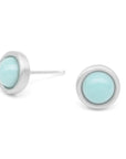 Gemstone Cup Stud Earrings - Turquoise WG