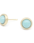 Gemstone Cup Stud Earrings - Turquoise YG