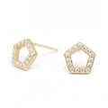 Pave Pentagonal Stud Earring - YG