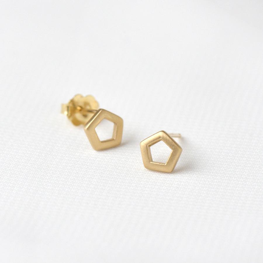 Pentagonal Stud Earring - Y Gold