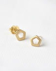 Pentagonal Stud Earring - Y Gold