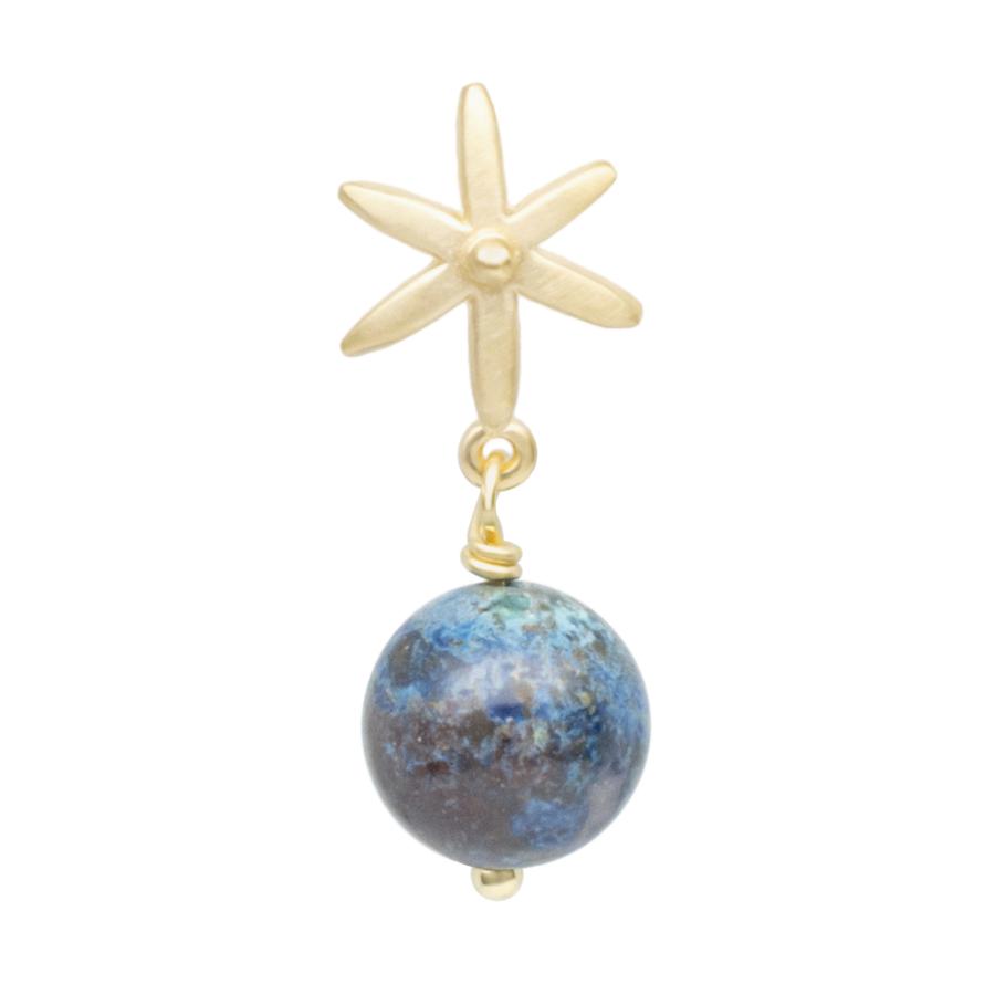 Star Post Earring w/ Gemstone Ball Drop - Chrysocolla