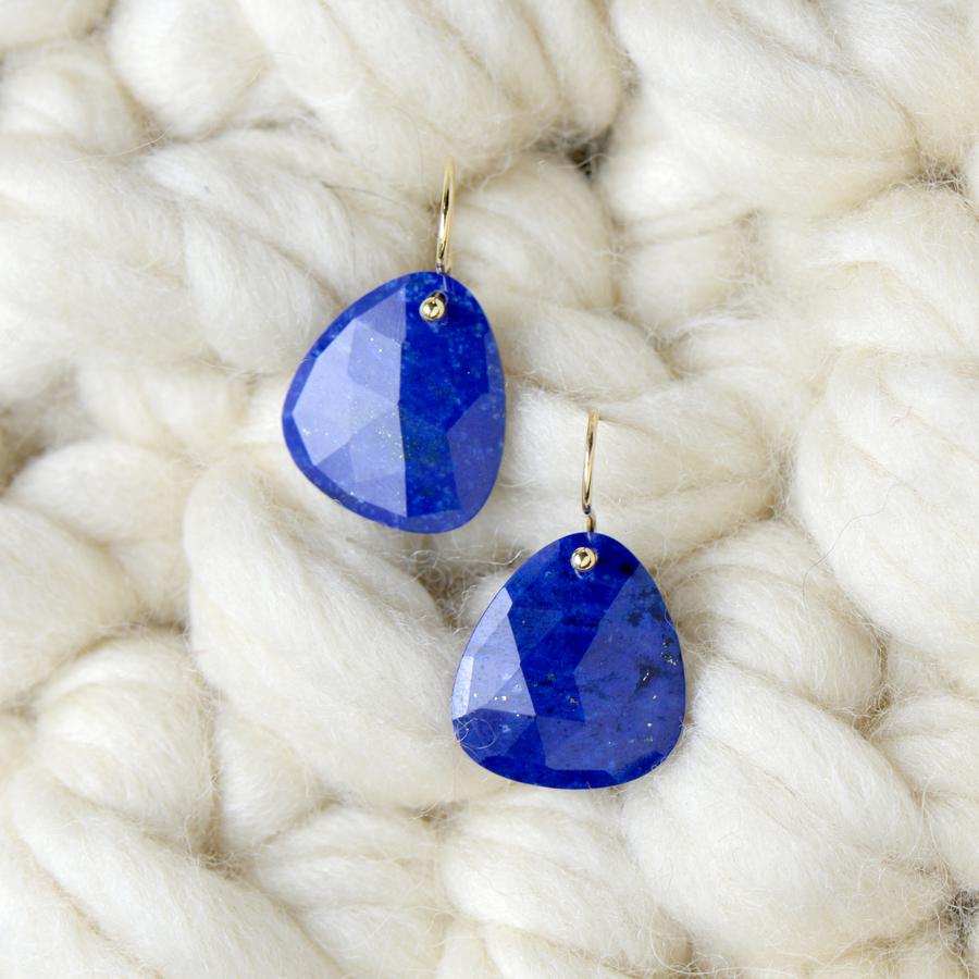 Trillium Drop Earrings - Lapis YG | Magpie Jewellery